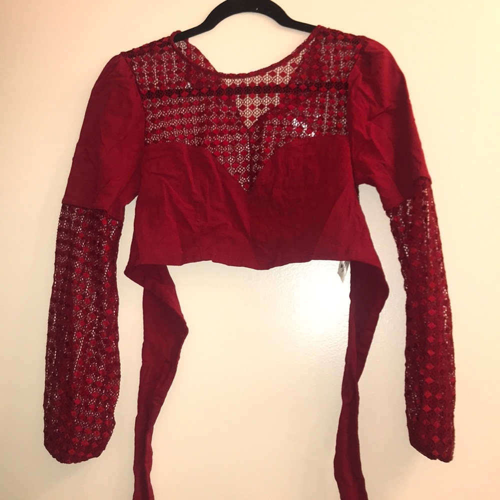 Never worn Free People red crop top